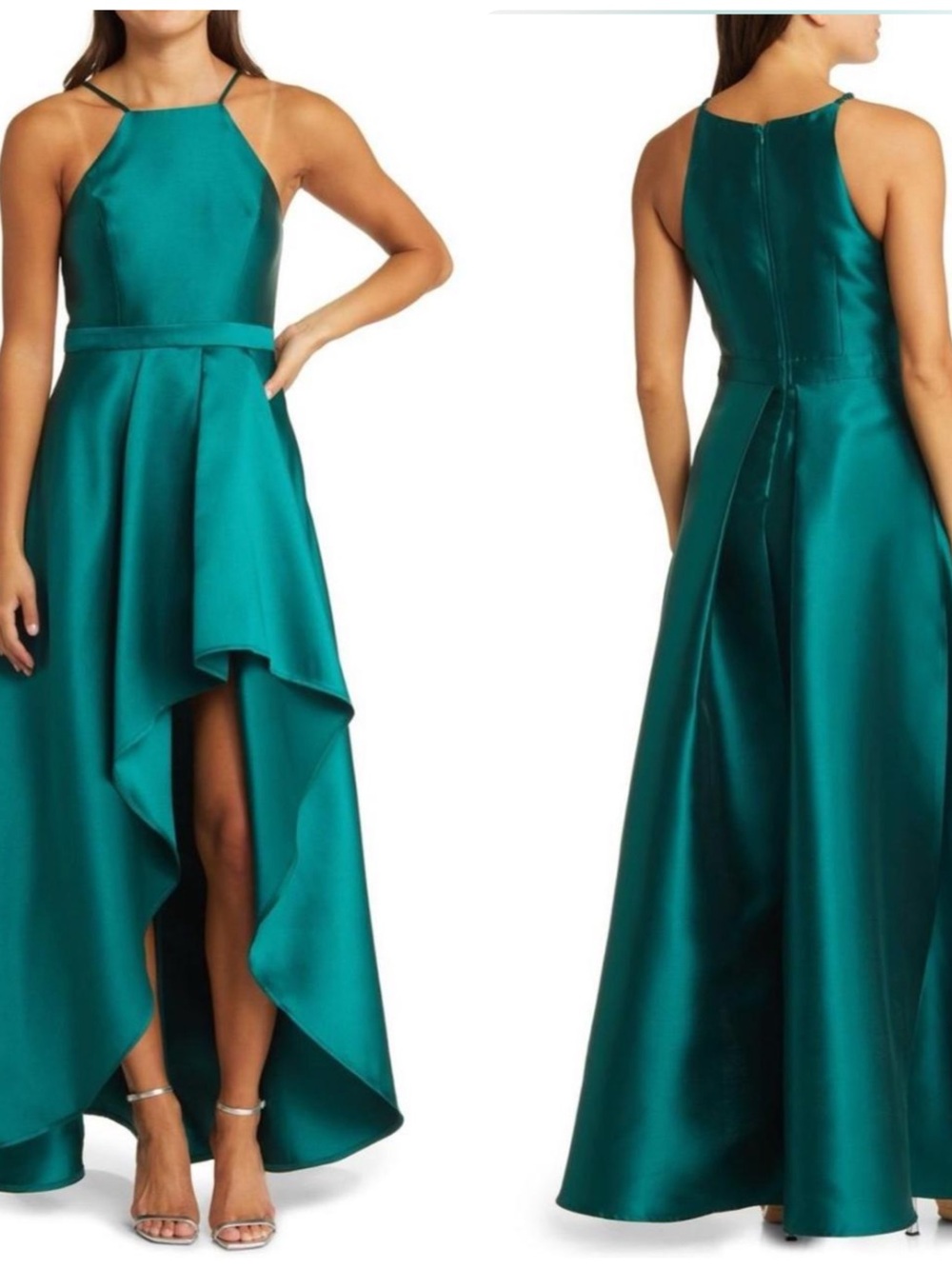 Lulus Broadway Show Satin High-Low Maxi Dress